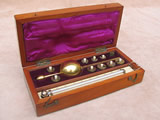 19th century Sikes hydrometer set by BUSS of Hatton Garden with book of tables